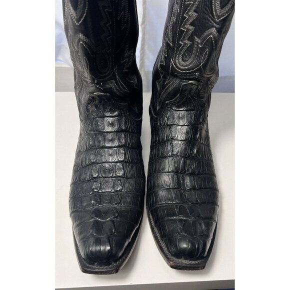 LUCCHESE BOOT COMPANY MENS SIZE 9-D CAiMAN BLACK GORGEOUS! - Picture 7 of 15